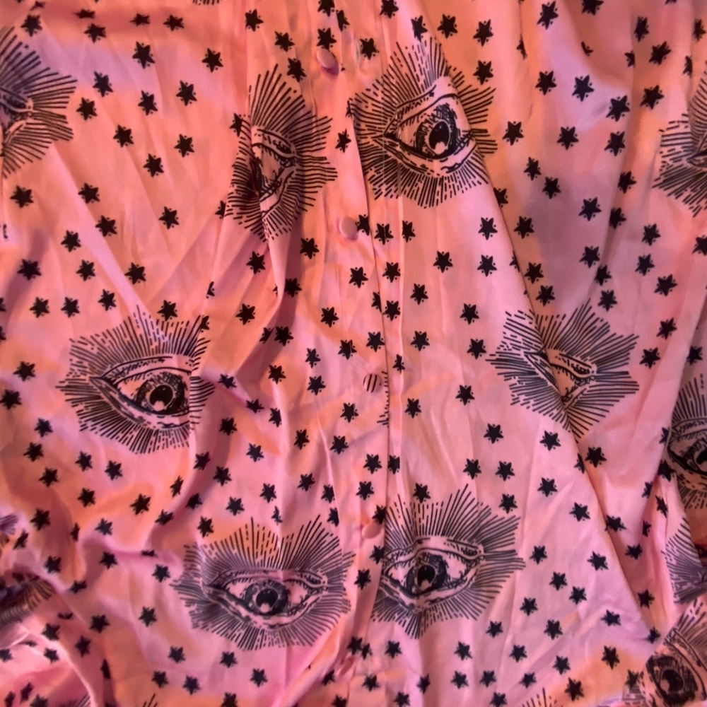 Pink Iconic print runway silk shirt